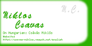 miklos csavas business card