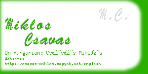 miklos csavas business card